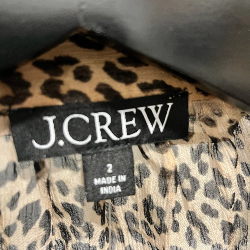 J. Crew Women’s Ruffle Button-up Shirt in Leopard-Print Size 2 NEW